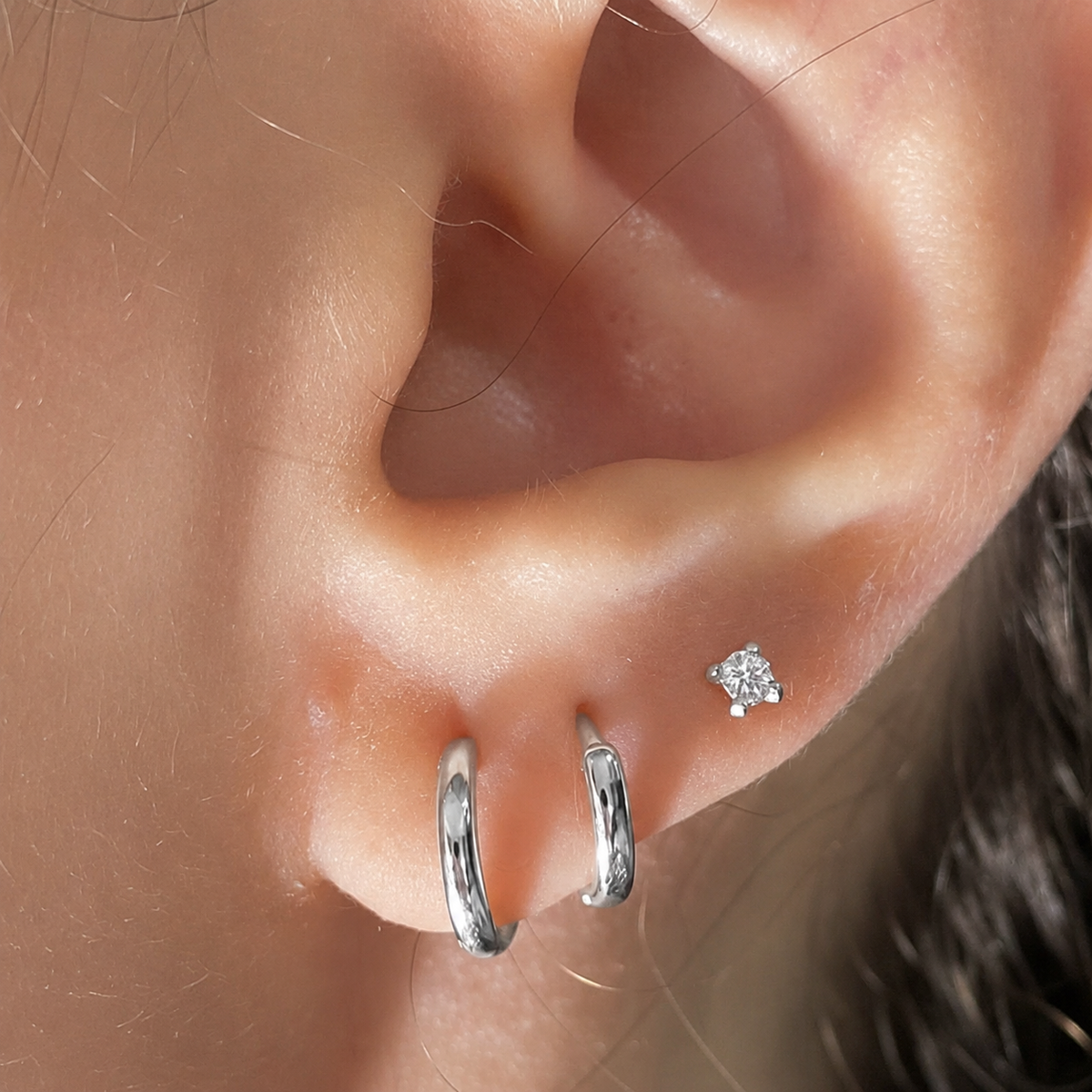 925 Sterling Silver 3PCS Set (8mm-6mm-stud)