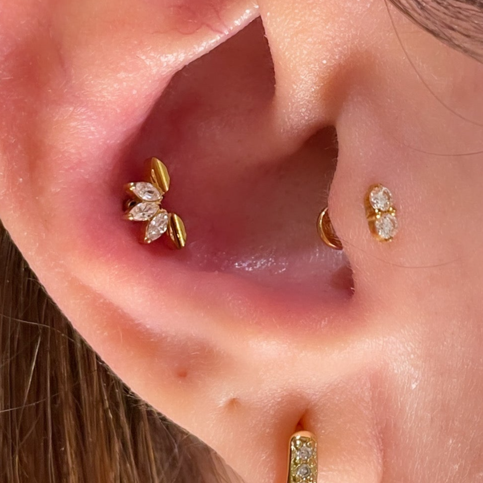 Titanium Eleni FlatBack Labert Piercing With Two Bars (8mm,6mm)