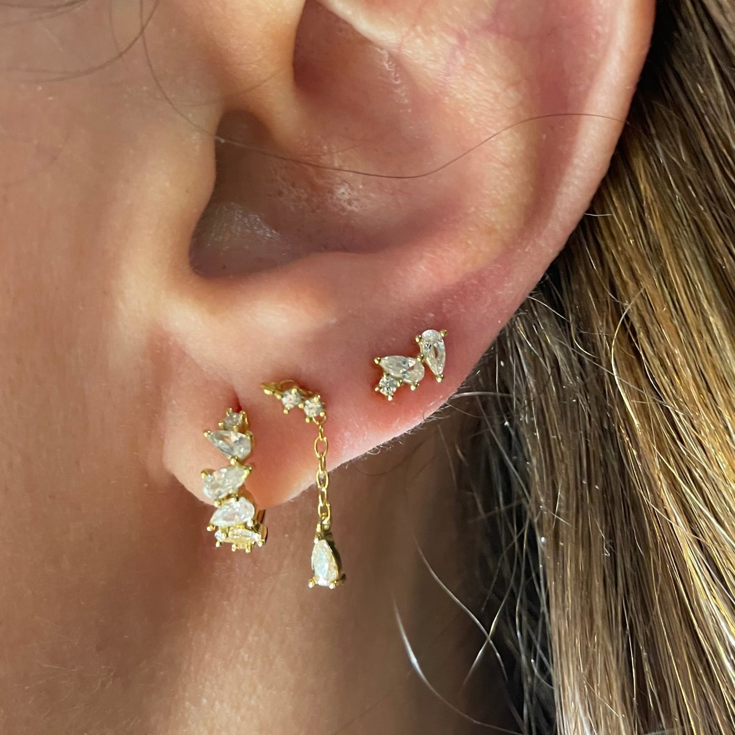 925 Sterling Silver 3pcs Earring Set (Tear Drop)
