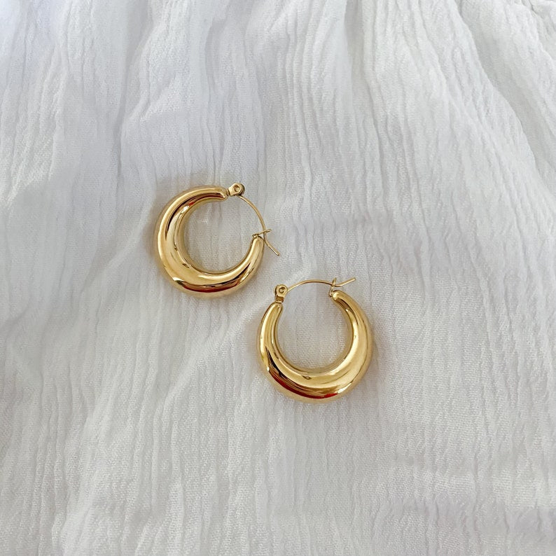 Simple Gold Chunky Hoops (Pair)