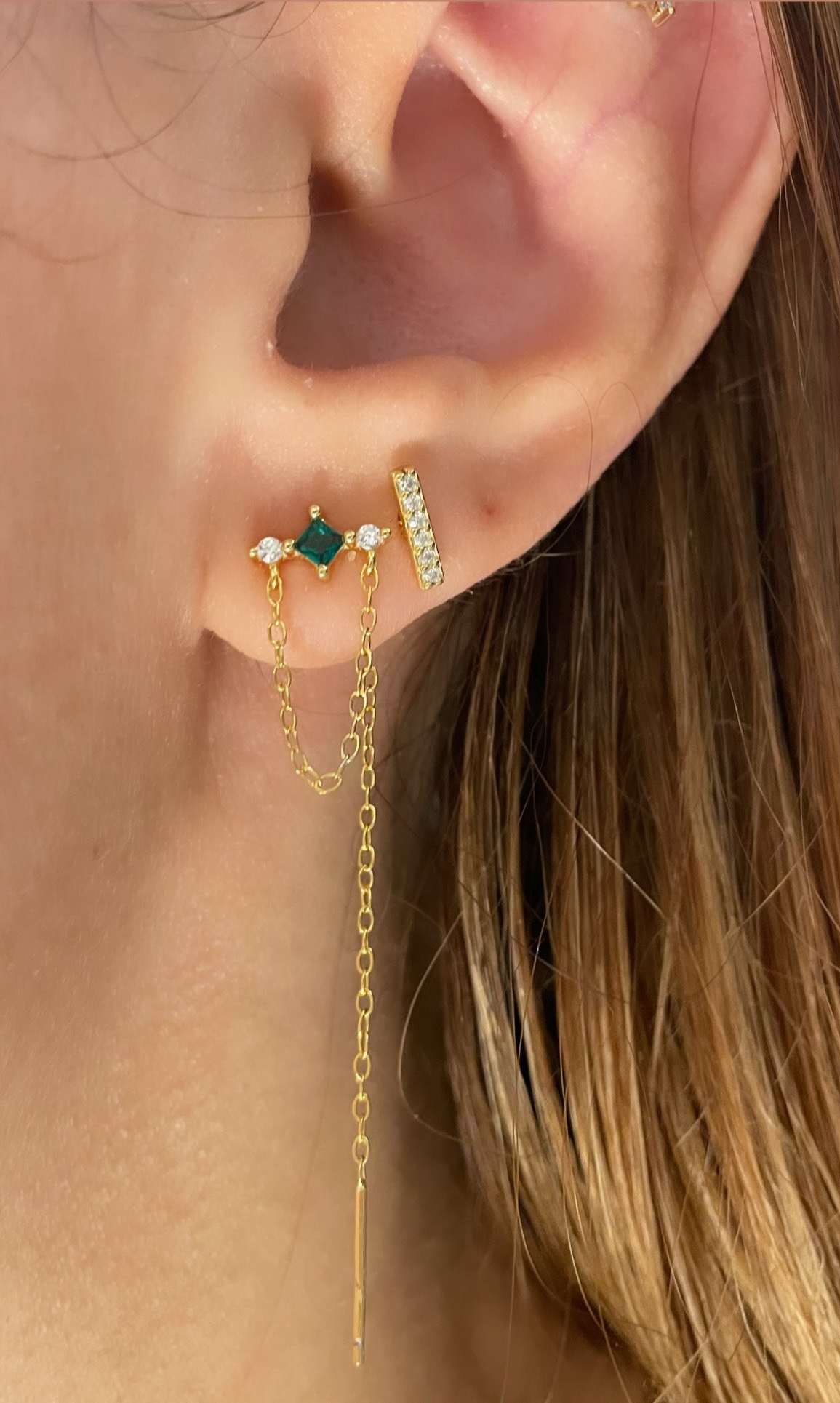 925 silver Set of Two( Tassel Chain, T shaped) Earring