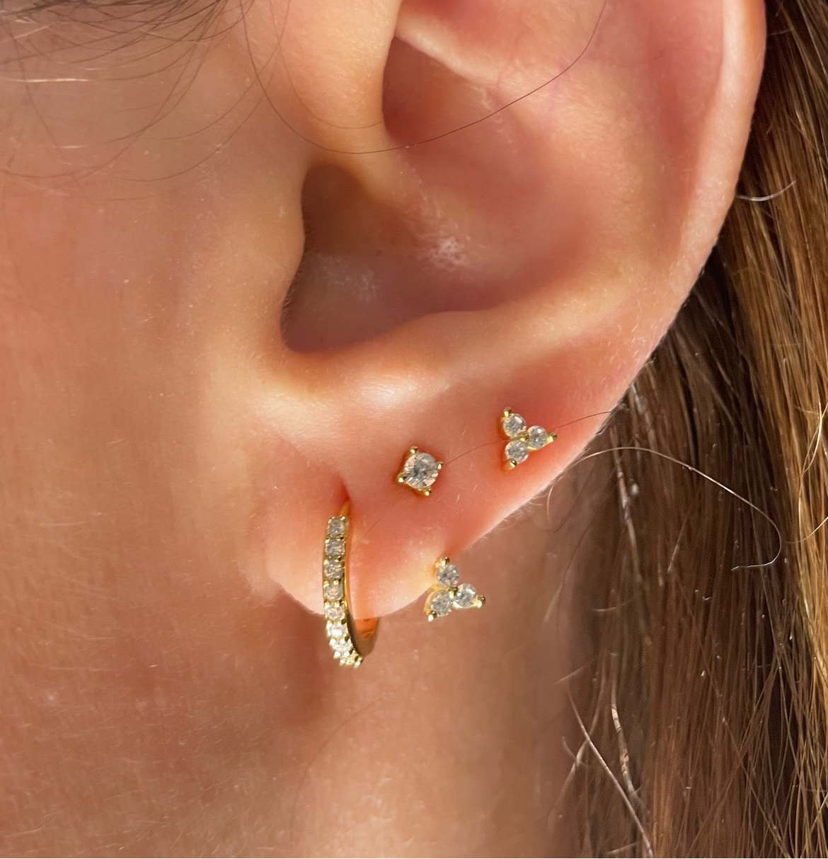 925 sterling silver 18k plated trinity set of 3pcs