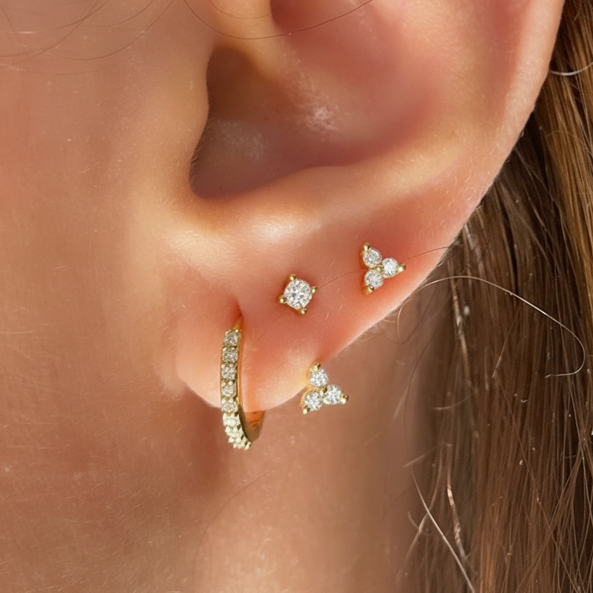 925 sterling silver 18k plated trinity set of 3pcs