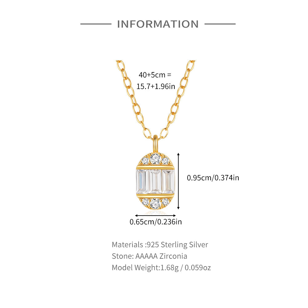 925 Sterling Silver Romantic Combined Zircon Crystal Pendant Women Necklace