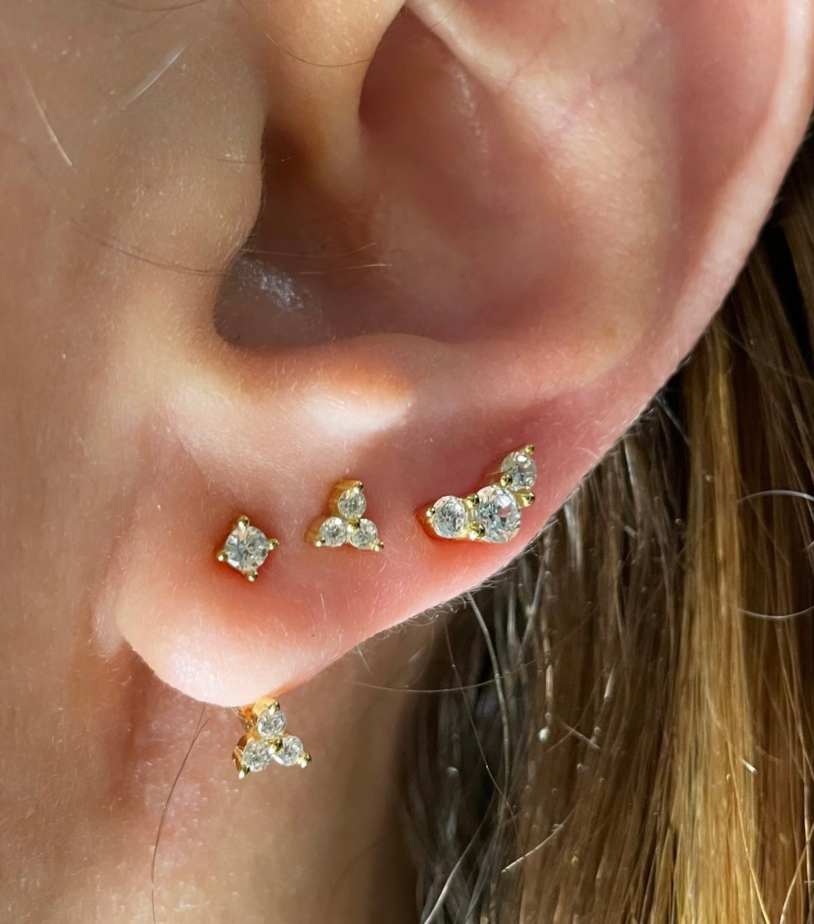 925 Silver Sterling Set of 3pcs Trinity Earrings