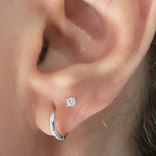 Set Of 2pcs (Hoop,Stud) 925 Sterling silver earring