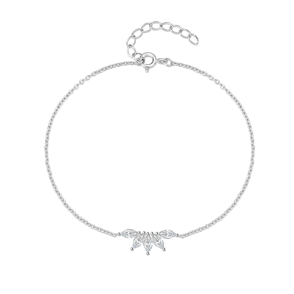 925 Sterling Silver Geometric Flower Bracelet (20cm)