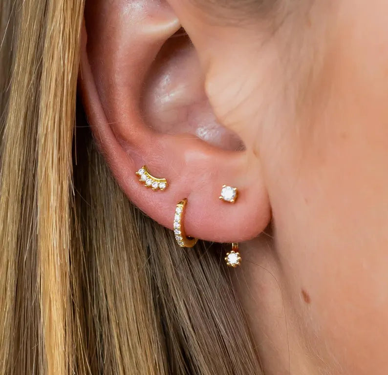 925 Sterling Silver 3PCS DIY Hoop Earring With Piercing Stud