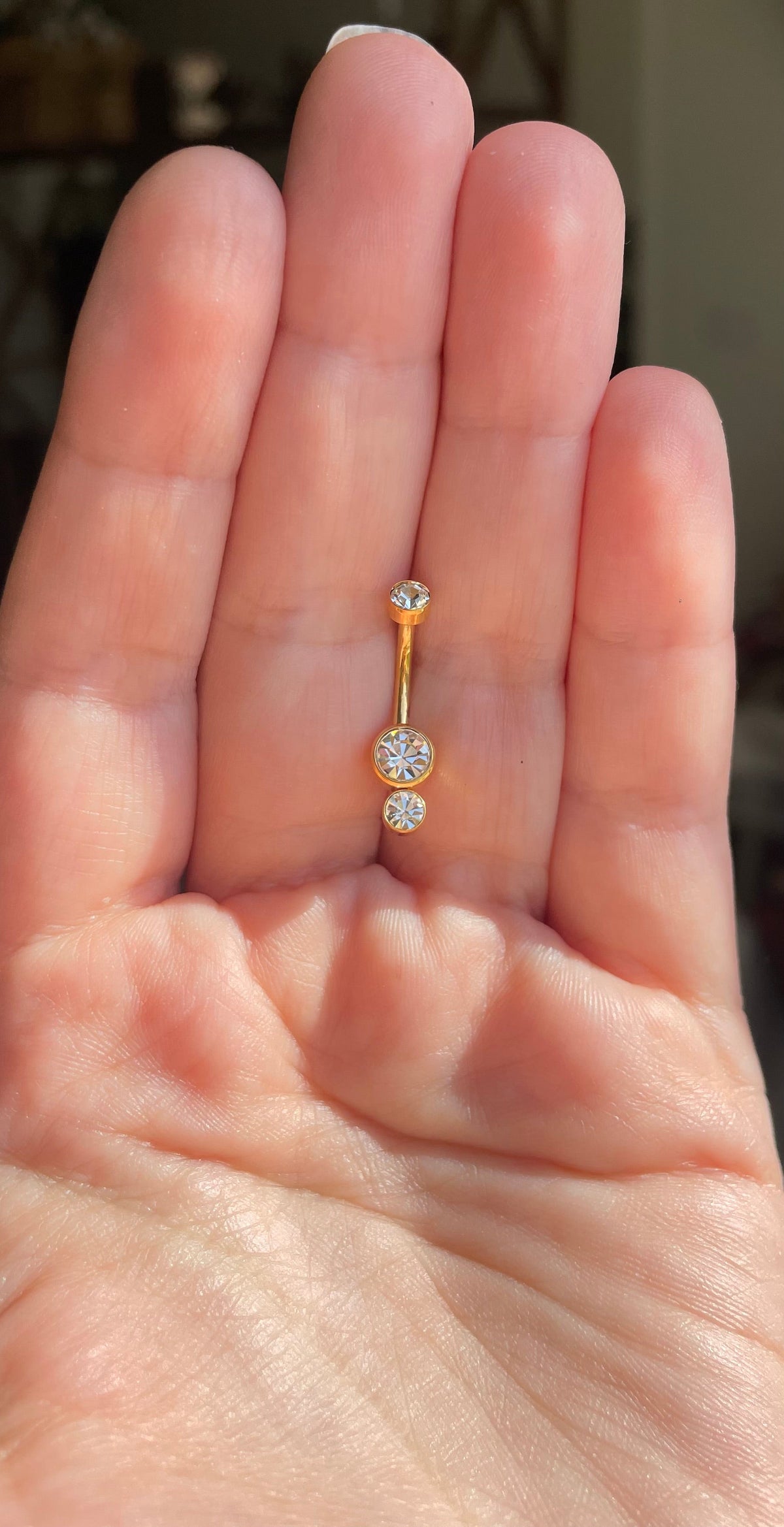 Crystal glow/Titanium silver belly piercing A++ zircon 10mm