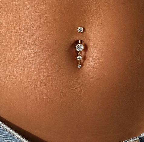 Titanium 1.6/10mm belly 4mm/6mm A++ zircon dangle piercing