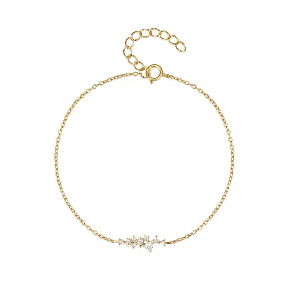 925 Silver Sterling 18K Gold Plated Bracelet Multi Zircon