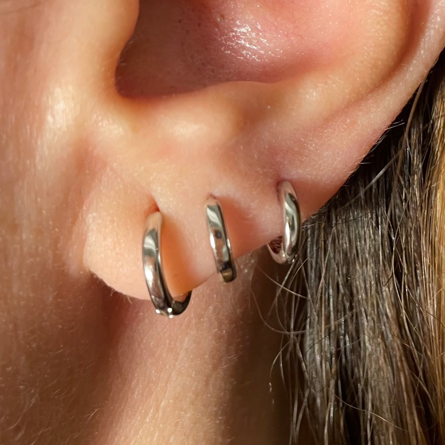 925 Silver Sterling Simple Basic Hoops (8mm,7mm,6mm) ( one piece )