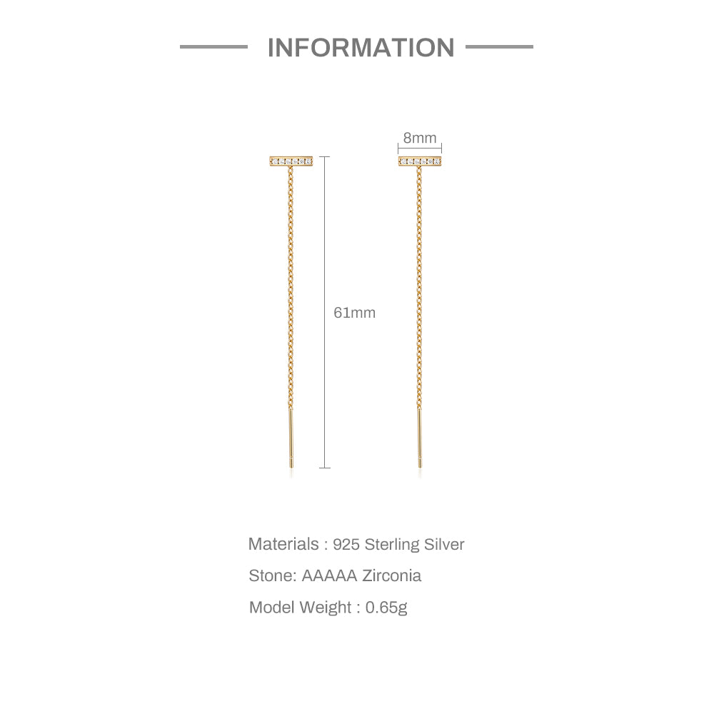 925 Sterling Silver T-Shaped Long Chain Tassel ( one piece )