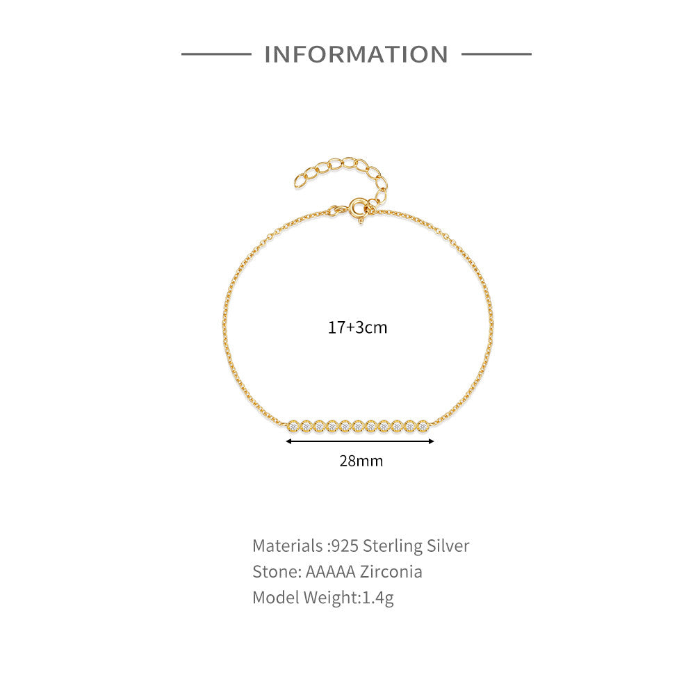 925 Sterling Silver Zircon Charm Bracelet