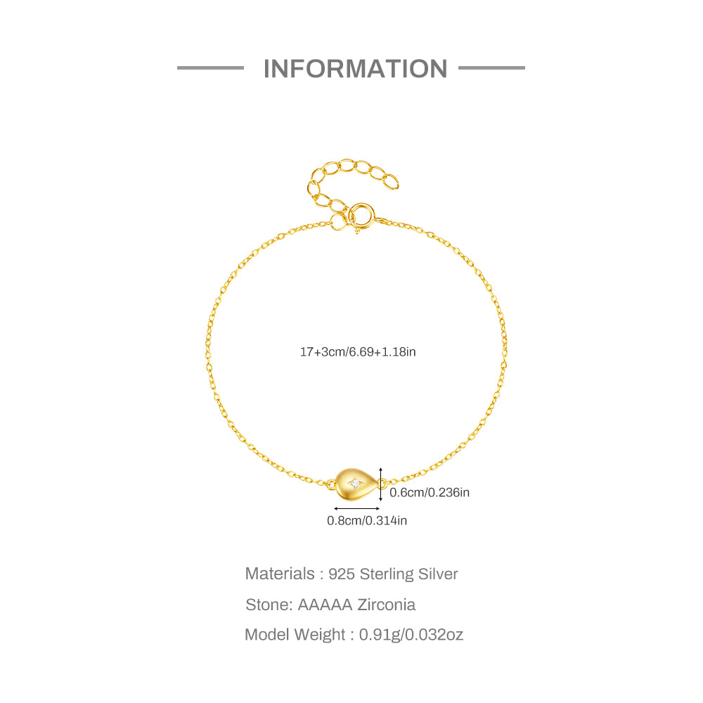 925 Sterling Silver Water Drop Bracelet (20cm)