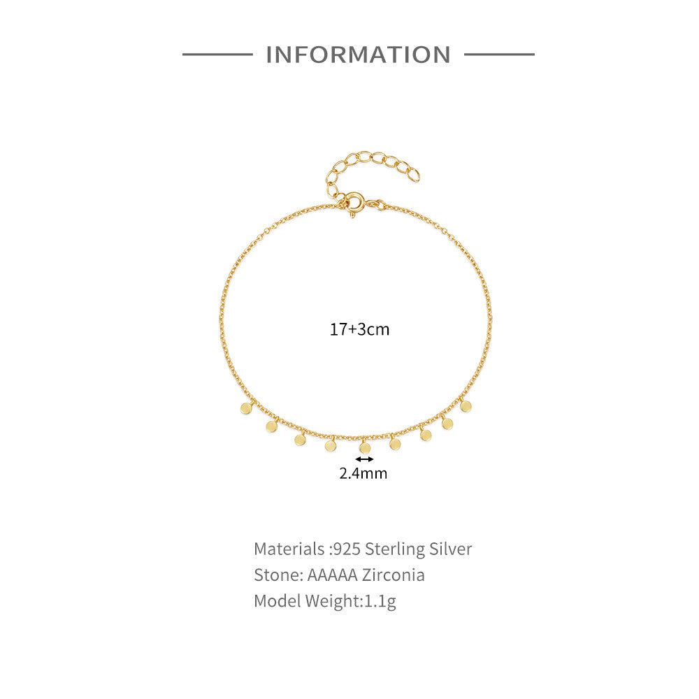 925 Sterling Silver Sequins Minimalist Bracelet