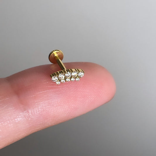Titanium labret flatback piercing with two bars (6mm,8mm)