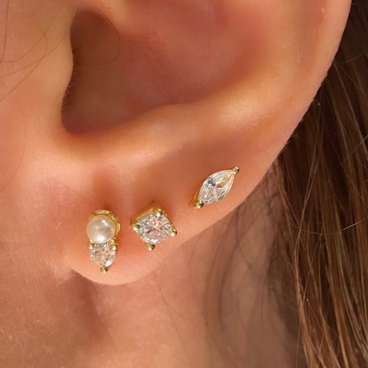 Set Of 3Pcs 925 Sterling Silver(Pearl,Marquise,Diamond)