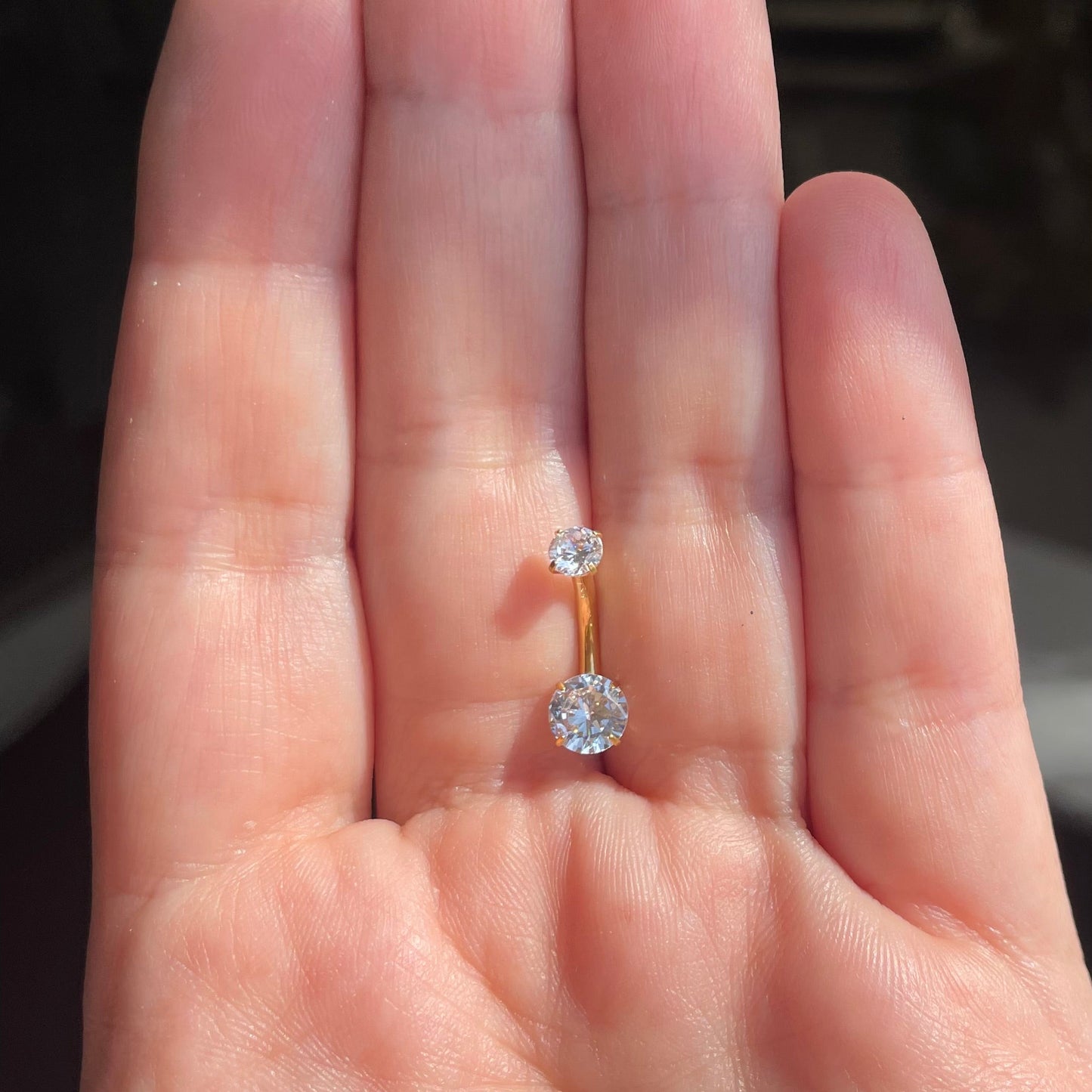 Titanuim belly piercing 1.6/10mm zircon 6/4mm
