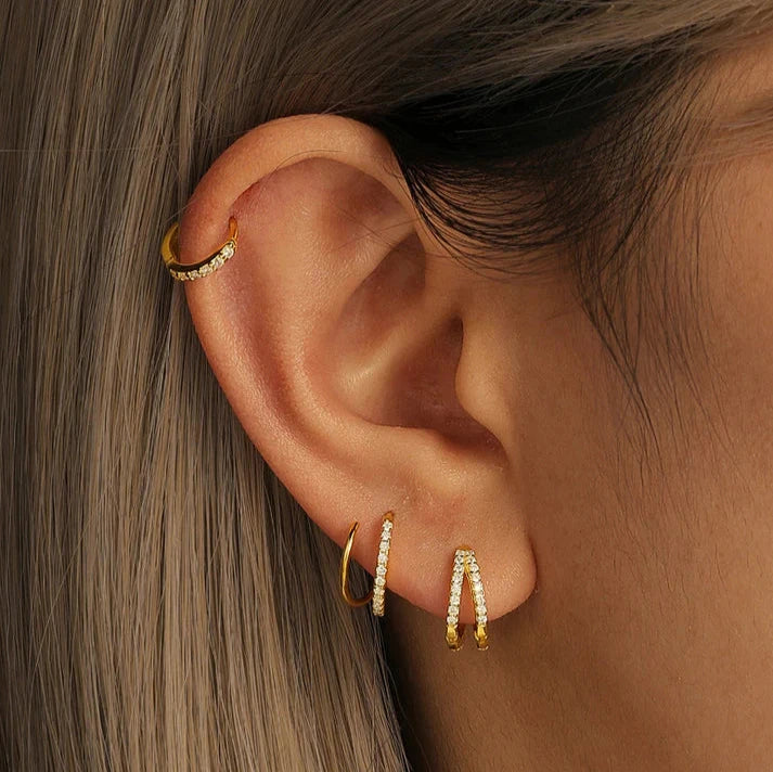 925 Silver Sterling Set of 3(Double Coil, Twist earring, 6mm Hoop)