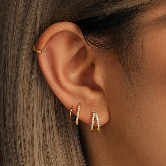 Set of 3 pcs(Double Coil hypoallergenic , Twist earring Sterling silver, 6mm Hoop Sterling silver )