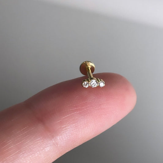 Titanium labret flatback piercing with two bars (6mm,8mm)