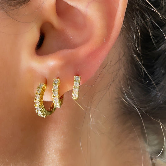 9mm 8mm 7mm Flower Higgle  CZ Zircon Hoops ( One Piece )