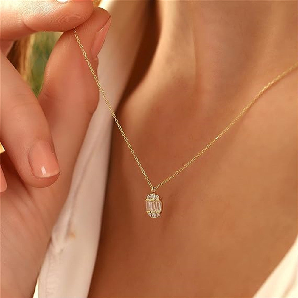 925 Sterling Silver Romantic Combined Zircon Crystal Pendant Women Necklace