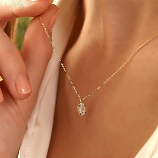 925 Sterling Silver Romantic Combined Zircon Crystal Pendant Women Necklace