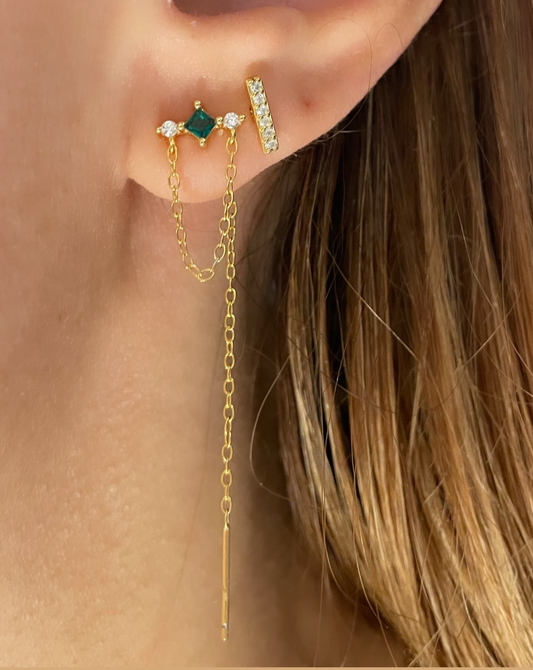 925 silver Set of Two( Tassel Chain, T shaped) Earring
