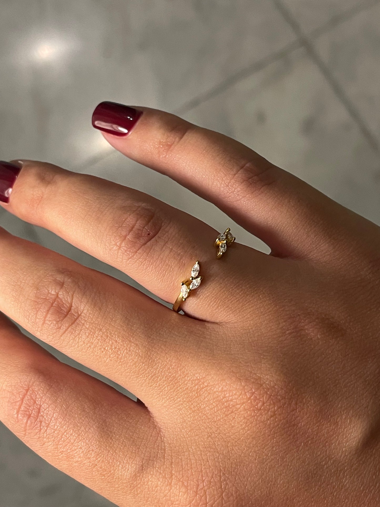 925 Sterling Silver Shine Geometric White Crystal Rings  Adjustable