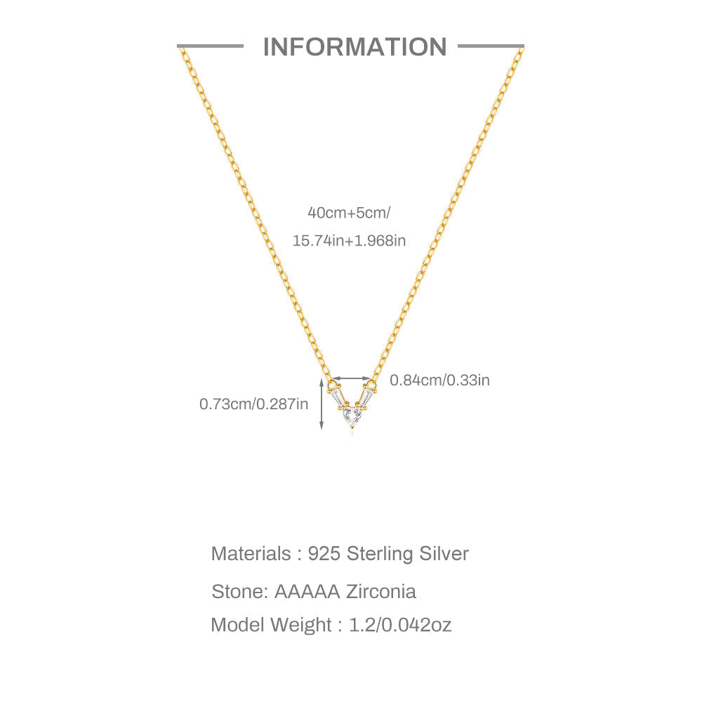925 Sterling Silver V Shape Pendant Necklace