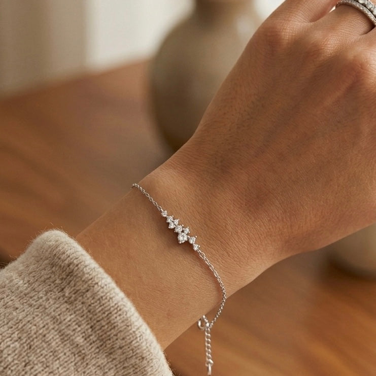 925 Silver Sterling 18K Gold Plated Bracelet Multi Zircon