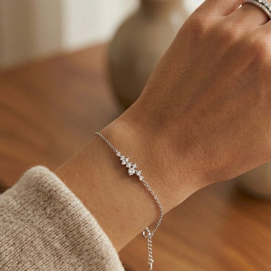925 Silver Sterling 18K Gold Plated Bracelet Multi Zircon