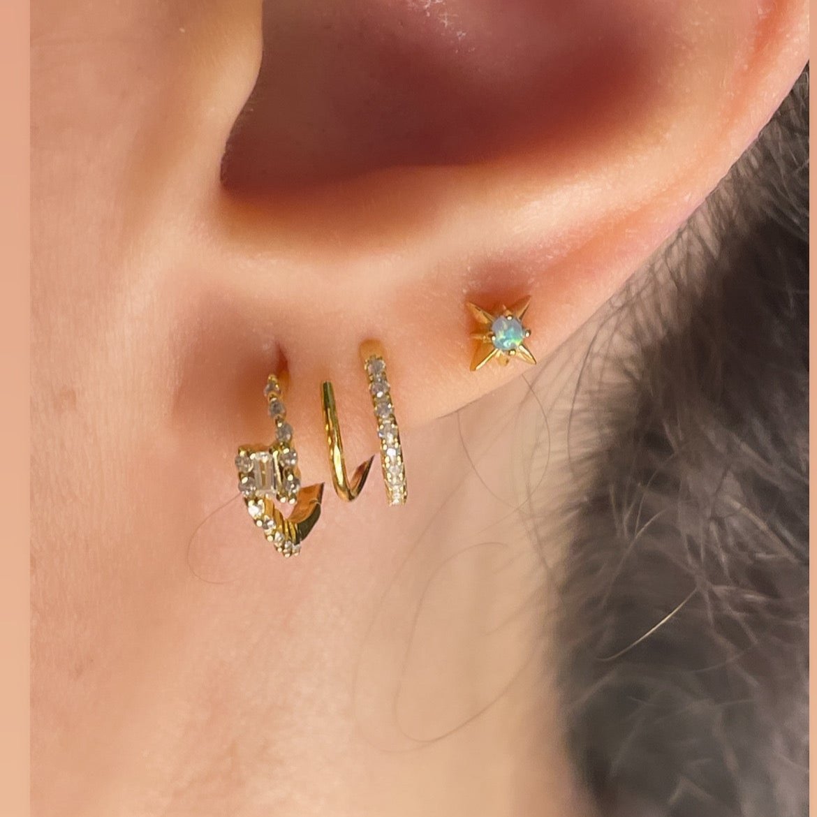 Set Of 3 925 Silver Sterling(Agni earring,Twist,Opal stud)
