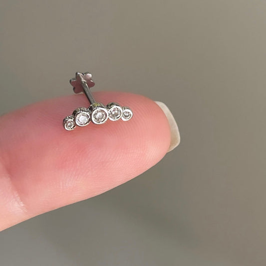 Flat back earring 8mm suitable for helix piercing.