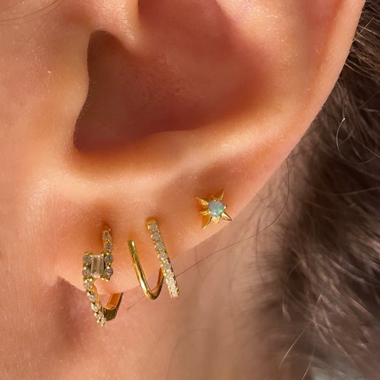Set Of 3 925 Silver Sterling(Agni earring,Twist,Opal stud)