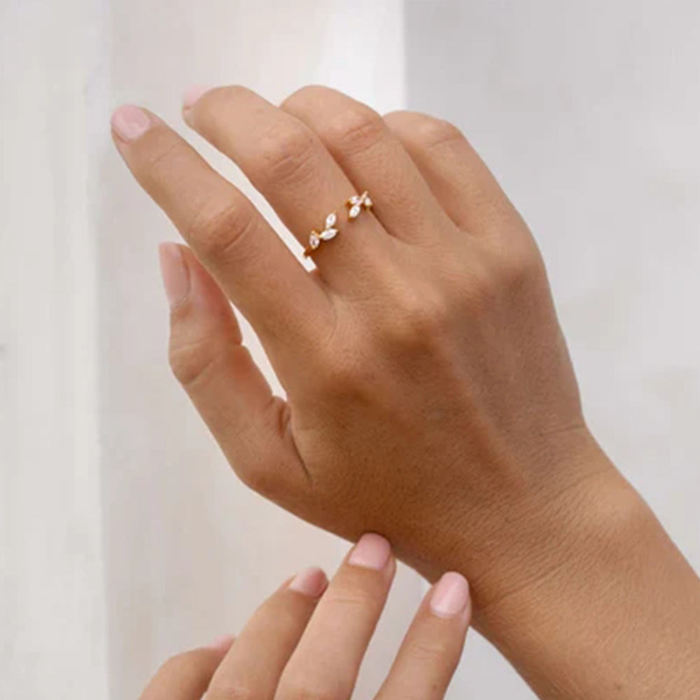 925 Sterling Silver Shine Geometric White Crystal Rings  Adjustable