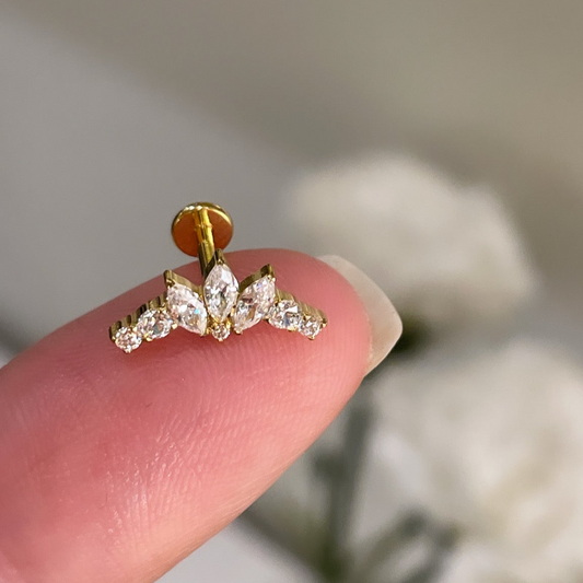 Titanium Irida FlatBack Labert Piercing With Two Bars (8mm,6mm)