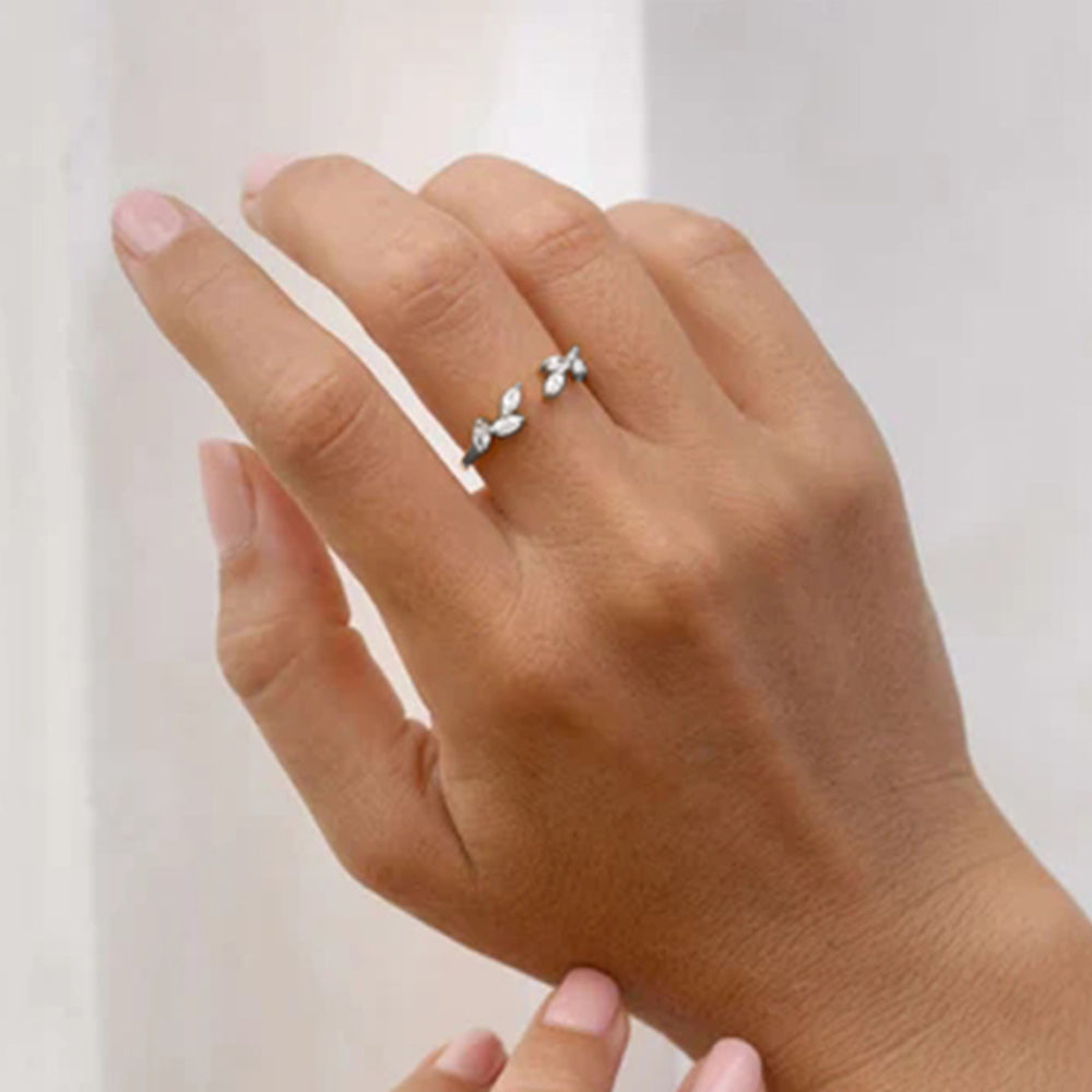 925 Sterling Silver Shine Geometric White Crystal Rings  Adjustable