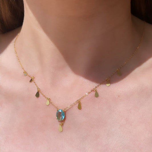 925 Sterling Silver Aquamarine Blue Necklace