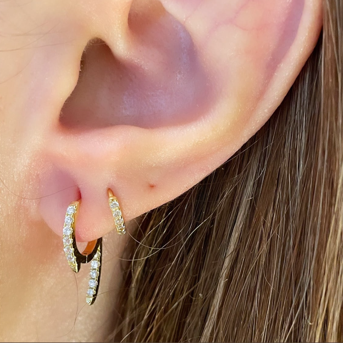 Set of two 925 sterling silver (G shape,Hoop 7mm).