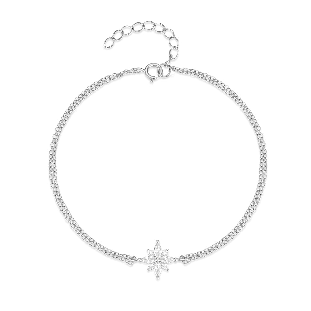 925 Silver Sterling Silver   Star Bracelet 17 +3 cm