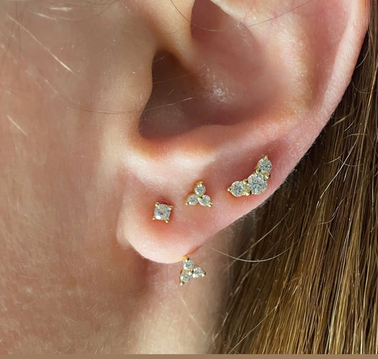 925 Silver Sterling Set of 3pcs Trinity Earrings