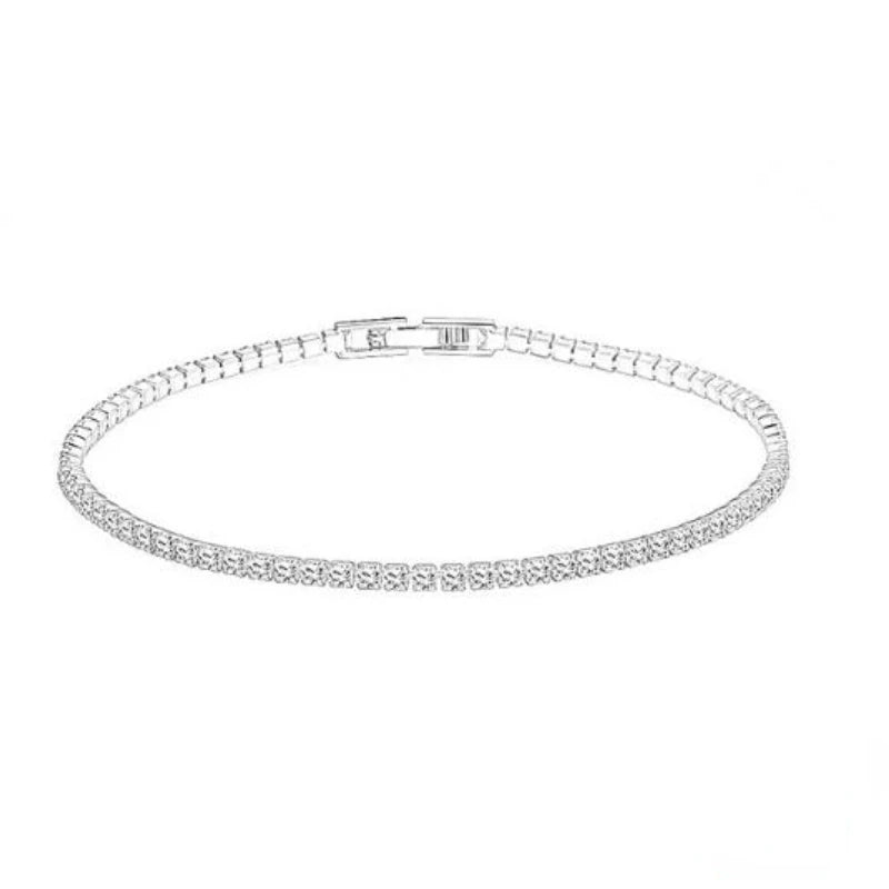 Dainty Diamond Tennis Bracelet, 925 Silver Sterling