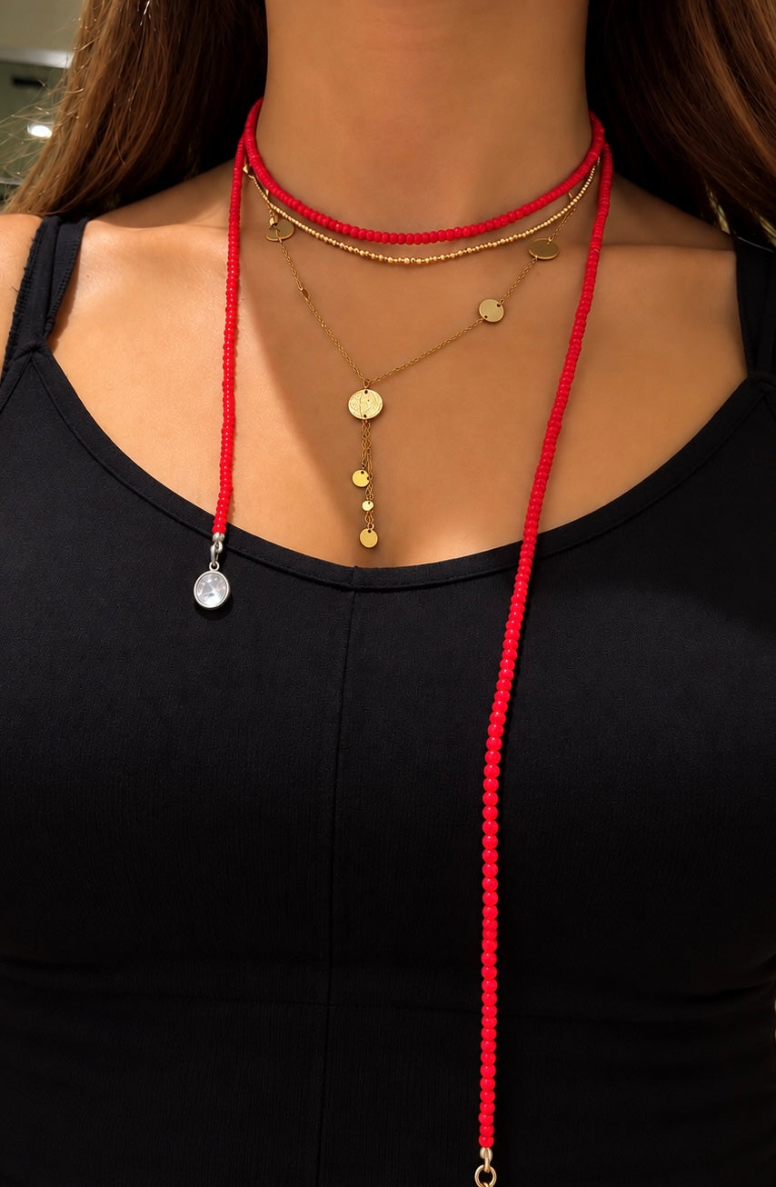 adjustable long beaded necklace