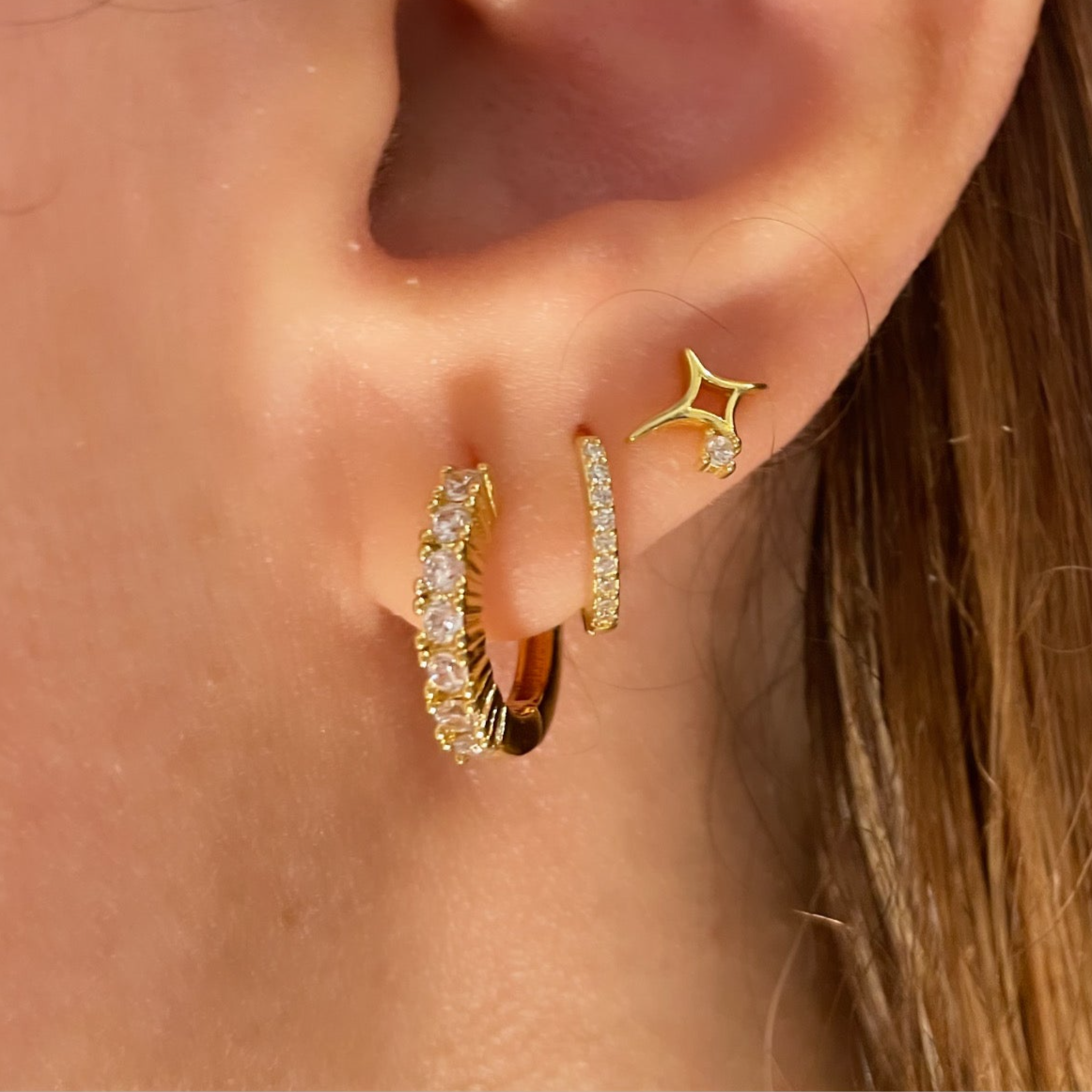 925 Silver Set of 3 (flower/basic/Star) earrings