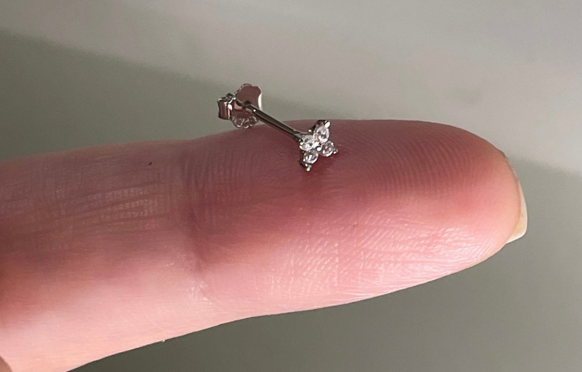 925 Silver Sterling  Flower Cubic Zircon ( one piece )