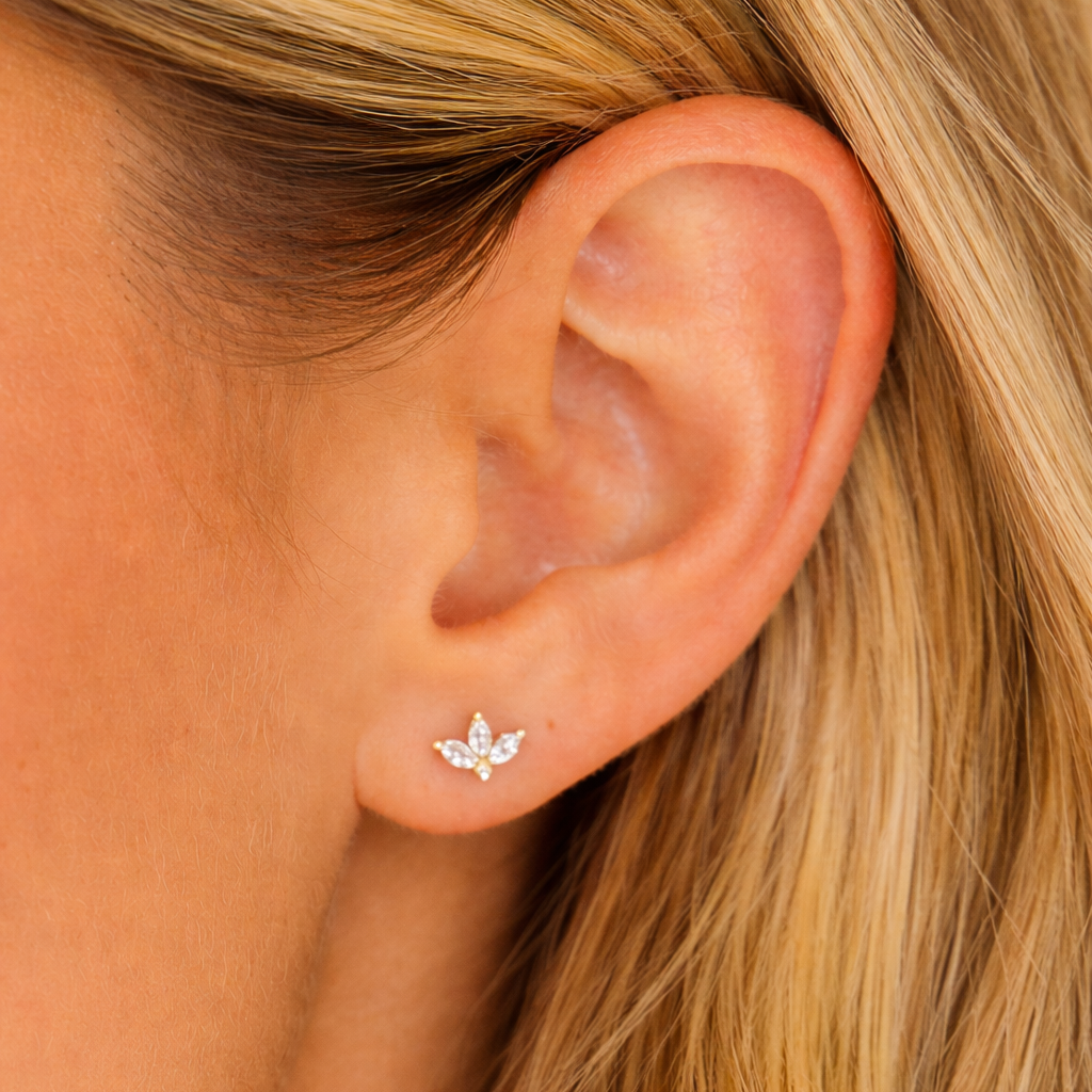 925 Silver Earrings Simple Clover Stud Earrings( pair )