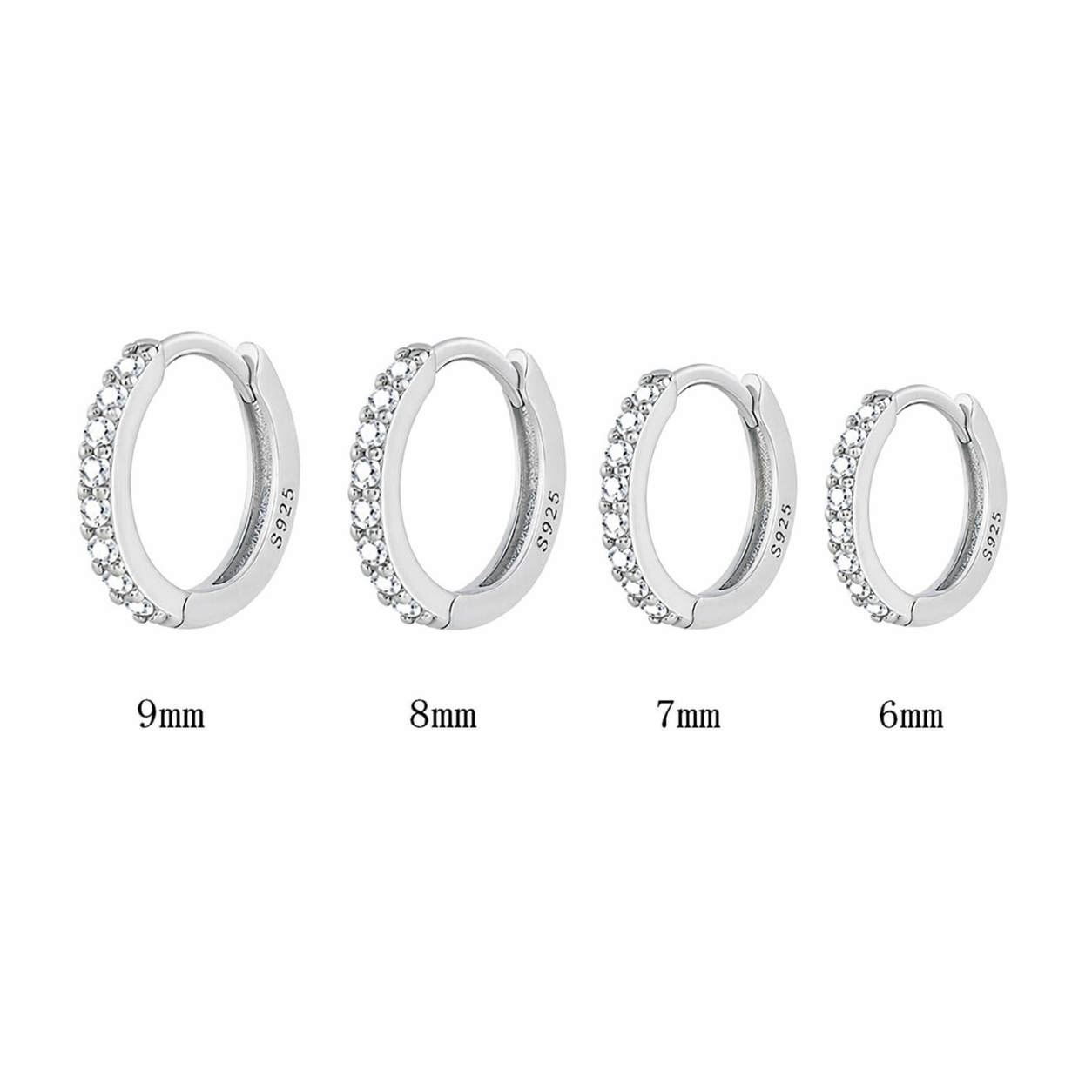 925 Sterling Silver  Basic Hoop Earrings ( one piece )